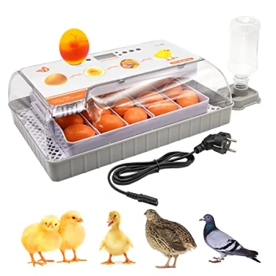 Imagen de Incubadora Automática para 20 Huevos, Huevos Codorniz con Rotación y Control de Temperatura, Pantalla LED Digital Gallinas, Patos, Gansos, Palomas, Codornices