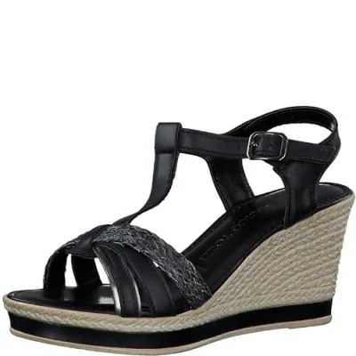 Imagen de MARCO TOZZI Sandalia de tacón para Mujer con Plantilla Suave Feel Me 2 28020 42, cuña, Peine Negro, 40 EU