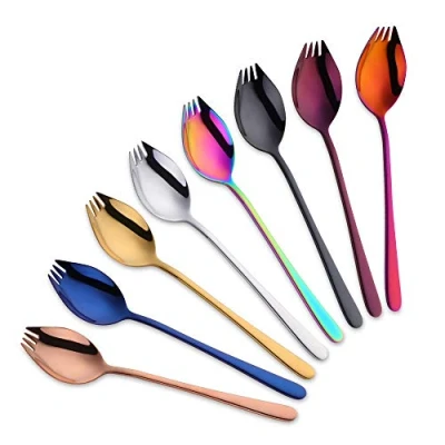 Imagen de Do Buy Cuchara Tenedor Cuchillo Buffet sopera 3 en 1 Vajilla al Aire Libre Camping Acero Inoxidable (8 Colores)