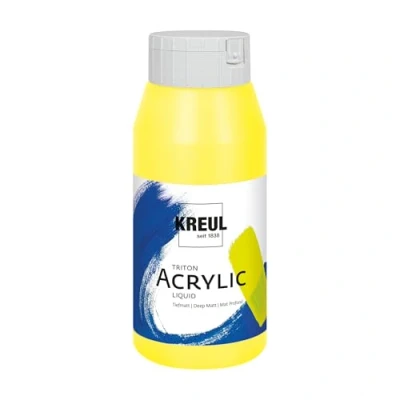 Imagen de KREUL 17026 Solo Goya Tritón acrílica limón, Frasco 750 ml, Secado rápido y Mate, Pintura al Agua, Calidad de Estudio, versátil, Buena cubrición, Lemon,