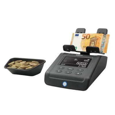 Imagen de Safescan 6175 Máquina para contar dinero Cuenta valor de monedas, billetes, vales y fichas monedas con reconocimiento automático rollos Balanza que guarda resultados del conteo