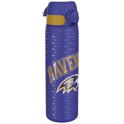 Imagen de Ion8 Botella de Agua Acero Inoxidable, 600ml, a Prueba Fugas, Fácil Abrir, Aptas para Lavavajillas, Cerradura Segura, Asa Transporte, Limpiar, Diseño en Relieve, NFL Ravens