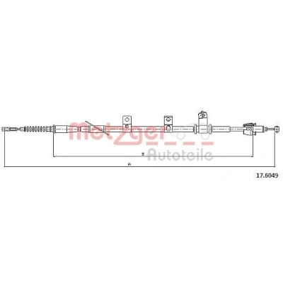 Imagen de METZGER 17.6049 Cable de Freno Mano Atrás derecha 1724/1460 COFLE