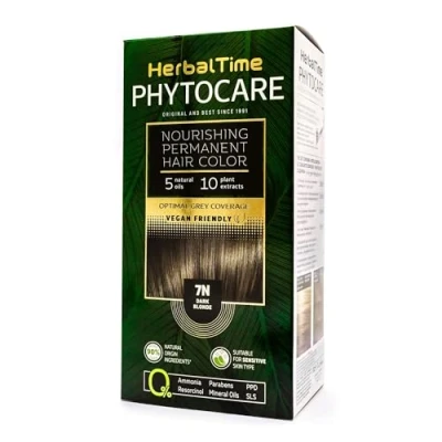 Imagen de Herbal Time Phytocare Tinte Permanente para el Cabello Color Rubio Oscuro 7N Kit Natural Pelo Profesional Nutre y Protege Tu Sin Amoníaco, PPD SLS 124.5 ml