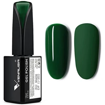 Imagen de VENALISA Esmalte Semipermanente de Pintauñas color verde oscuro 15ml Esmaltes Uñas Soak off Gel UV LED Kit en Semipermanentes Perfecto para Principiantes