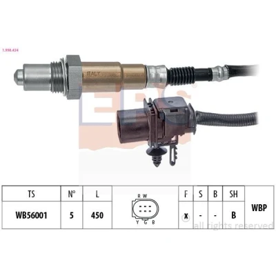 Imagen de EPS 1.998.434 Sonda lambda con material de fijación térmico, plana, banda ancha, Rosca engrasada FORD: FOCUS 3, FIESTA 6