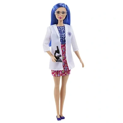 Imagen de Barbie Tú Puedes Ser Científica Muñeca Profesiones con Pelo Azul, Juguete para niñas y niños +3 años (Mattel HCN11)