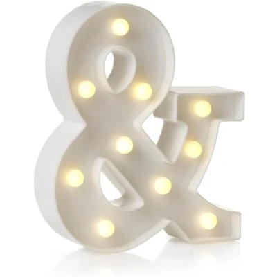Imagen de Letrero de luz LED con letras y números del alfabeto para decoración hogar, fiesta cumpleaños, eventos, luces nocturnas, 22 cm (&amp;)