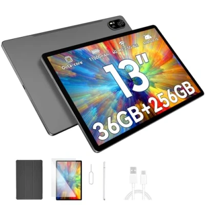 Imagen de Blackview 13 Pulgadas Mega8 Tablet,90HZ Android 15 Tableta Large Display,36GB RAM+256GB ROM/2TB TF Octa Core T620,Dual 4G LTE &amp; 5G WiFi,11000mAh,2K FHD,Dual AI Cámara Widevine L1/GPS/WPS/PC Mode