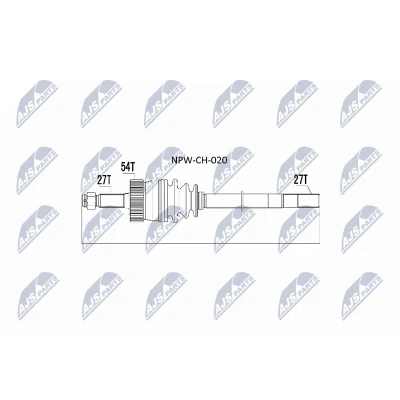 Imagen de NTY NPW CH 020 Árbol de transmisión Eje delantero, izquierda 578 JEEP: Grand Cherokee I, II