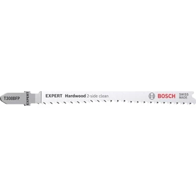 Imagen de Bosch Professional 25x Hojas de Sierra calar Expert ‘Hardwood 2 Side Clean’ T 308 BFP (para Encimera cocina, Tableros recubiertos plástico, Longitud 117 mm, accesorios calar)