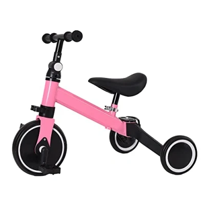 Imagen de Triciclo 2 en 1, Minibicicleta, Bicicleta sin Pedales, bebé, para niños, Minitriciclo de Equilibrio, Plegable, Asiento Ajustable, 12 Meses 5 años, 25 kg,2 1(Rosa)