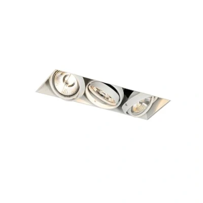Imagen de QAZQA Moderno Foco empotrable blanco GU10 AR70 sin marco 3 luces Oneon Acero Rectangular Adecuado para LED Max. x 50 Watt