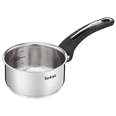 Imagen de Tefal Emotion Cazo de acero inoxidable, 14 cm, 10 años, base gruesa para una difusión calor homogénea, diseño elegante, mango resistente, inducción E3012704, metalizado