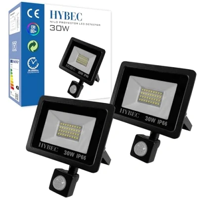 Imagen de CLAR Luz Con Sensor De Movimiento, Exterior Focos Led Foco 30W (Pack 2)