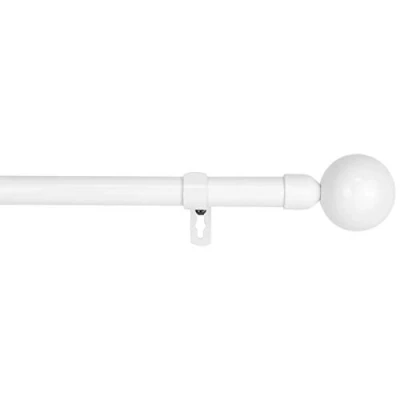 Imagen de MERCURY TEXTIL Barra Sencilla Forja Universal Extensible,Barra de Cortinas Decorativa Extensible (Blanco, 120 210cm Bola)