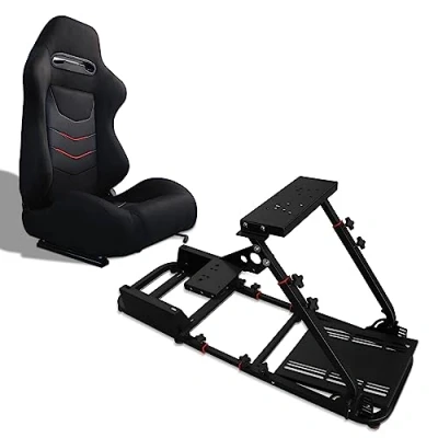 Imagen de MODAUTO Cockpit SimRacing, Soporte de Simulacion, Estructura SimRacing+Asientos Opcional, Compatible con Logitech,Fanatec,Thrustmaster.N820A+N650