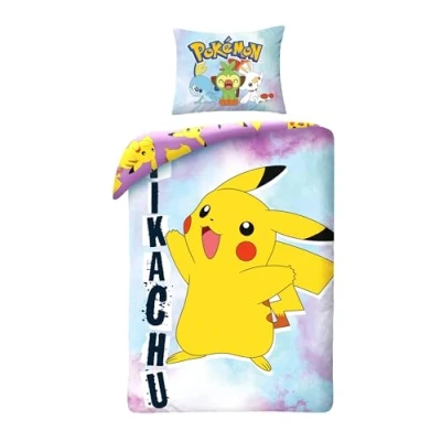 Imagen de Juego de Cama Reversible Pokemon Pikachu Individual 2 Piezas, Funda nórdica 140 x 200 cm y Almohada 70 90 100% algodón Ökoö Tex Standard 100
