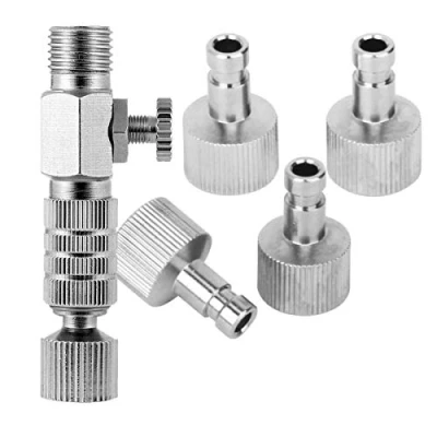 Imagen de ABEST Racor de liberación del acoplador desconexión rápida aerógrafo Válvula ajuste Adaptador con 5 racores macho, 1/8&quot; M F