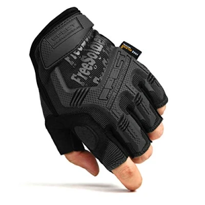 Imagen de FREE SOLDIER Guantes de Moto para Hombre Verano Tácticos Militares Ideal Motocross Ciclismo Airsoft Combate Alpinismo Medio Dedo Negro XL