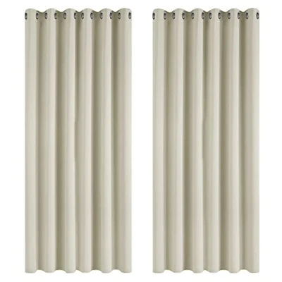 Imagen de Deconovo Cortinas Opacas para Interiores, 2 Piezas, 229 cm de Alto, Modernas térmicas el hogar, con ollados, x (Ancho Alto), Beige Claro