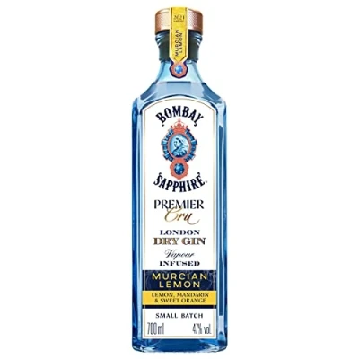 Imagen de Bombay Sapphire Premier Cru Premium Distilled London Dry Gin, 47 % vol., 700 ml, Ginebra infusionada al vapor con botánicos exóticos y limones murcianos seleccionados a mano, 70 cl