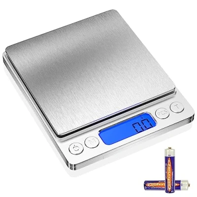 Imagen de Gvolatee 3kg/0.1g bascula de cocina, inox electronica digital balanza con LCD pantalla y funcion tara, automatico báscula precisión 6 unidades, pesa alimentos para cocinar, hornear, mezclar