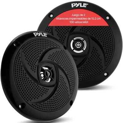 Imagen de Pyle Altavoces Marinos, Sistema de Sonido estéreo Audio para Exteriores 2 vías, Impermeable y Resistente a la Intemperie, con Potencia 100 W diseño Estilo Delgado Perfil bajo, 1 par,