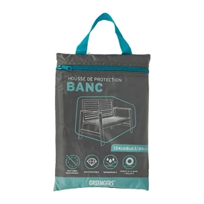 Imagen de Greengeers GREENGERS Funda Protectora para Banco de jardín 2 plazas (134 x 68 63/89 cm), Resistente al Agua y a los Rayos UV (Revestimiento 210D), Color Gris