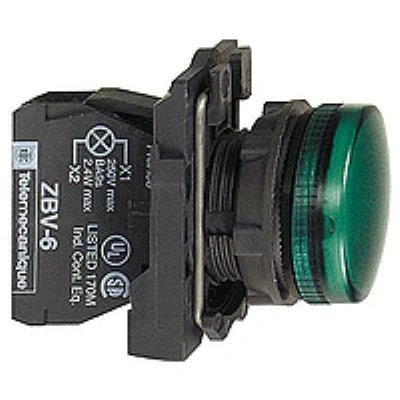 Imagen de Schneider Electric XB5AVB3 Piloto Luminoso Redondo Diámetro 22, IP65, LED Integral, 24 V, Terminales, Verde
