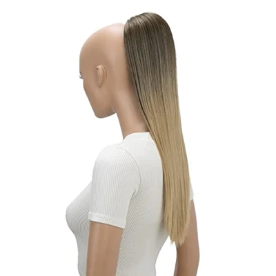 Imagen de CAISHA 55 cm Postizo Extensiones De Cabello Trenza Con Cierre Cordón Liso Mezcla Rubio Castaño PH526