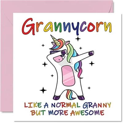Imagen de Stuff4 Tarjetas de cumpleaños para abuelita Grannycorn tarjeta el día la madre nieto, feliz cumpleaños, unicornio, 145 mm x