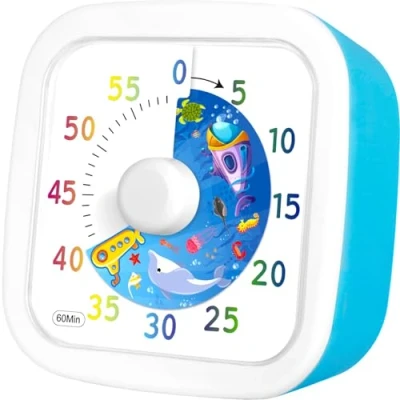 Imagen de HYOJCWU Temporizador Visual, de Cuenta Regresiva 60 Minutos, Cocina, atrás silencioso Herramienta Gestión del Tiempo para Niños y Adultos,Ajuste Rapido, Ajust