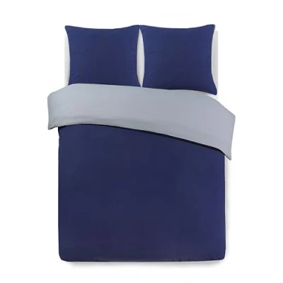 Imagen de Vision Juego de funda nórdica reversible (155 x 200 cm, 2 fundas almohada 80 100% algodón), color azul
