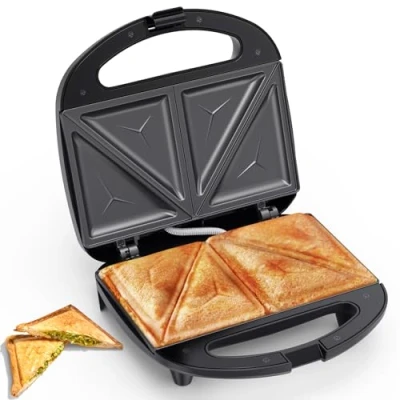 Imagen de Snailar Sandwichera Eléctrica, Tostadora con Placas Triangulares Antiadherentes y Mango Cool Touch, 750W, Negro