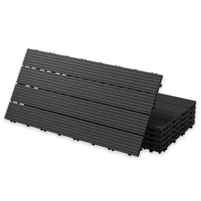 Imagen de YOEVU Baldosas de Exterior Madera Composite WPC Antideslizantes y Resistentes al Agua Fácil Instalación Ideal para Terraza Jardín, Negro, 30x60cm, 1m²