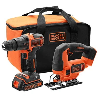 Imagen de Black+decker bck22s1s set trapano avvitatore a batteria agli ioni di litio da 18 v, 1,5 ah, con e custodia v