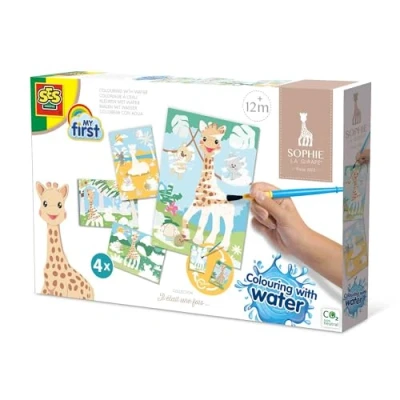 Imagen de SES Creative 14490 Sophie la girafe Colorear con agua, sin ensuciar, 4 tarjetas reutilizables, para niños pequeños