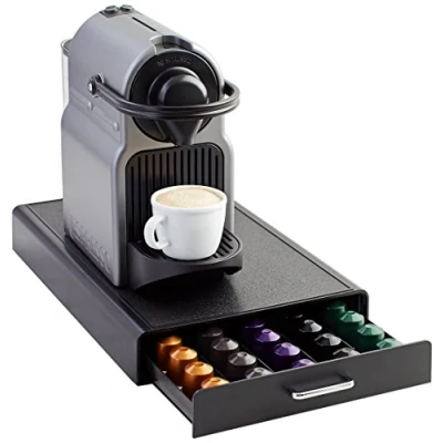 Imagen de Amazon Basics 1 Cajón de Plástico para almacenar cápsulas Nespresso Originalline capacidad 50, 23 x 38 5 cm, Negro