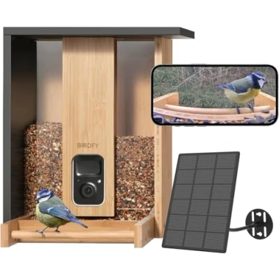 Imagen de NETVUE Birdfy Comedero Pajaros Exterior, Comederos para con Camara, Bambú Ecológico/Renovable, Observación de Aves en Tiempo Real Teléfono APP, Captura Automática,Notificación Instantánea