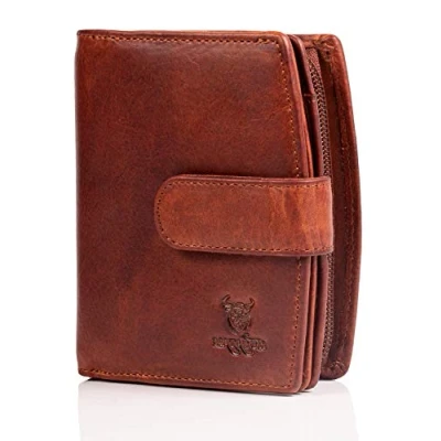 Imagen de Matador Cartera de Mujer Cuero Genuino con protección RFID/NFC Probada por el TÜV en diseño Vintage Antiguo marrón, Que Incluye Caja Regalo