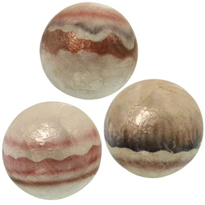 Imagen de DRW Set de 3 Bolas nacar Surtidas ø10cm (Marron Ondas)