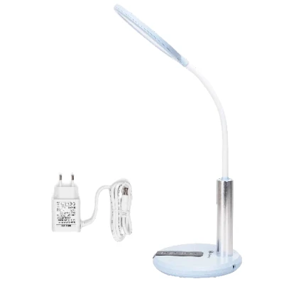 Imagen de Aigostar lámpara escritorio, flexo LED escritorio con cable, dos fuentes de luz, ajuste flexible 360, brillo y temperatura color, cable 130 cm, función memoria, azul