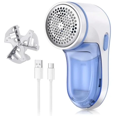 Imagen de Quitapelusas Eléctrico con Cuchillas de Acero Inoxidable,Cuchilla Recargable Potente y Eficiente para Ropa Muebles,Carga por USB,Quita Bolas la Ropas Muebles