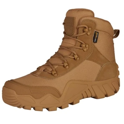Imagen de FREE SOLDIER Botas de Caza para Hombres Medio Alto Zapatos Militares Combate Tiro con Cordones Ligeros Todo Terreno Montaña Trekking(Marrón 40EU)