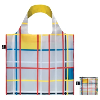 Imagen de LOQI Museum Piet Mondrian Bolsa de compras reutilizable (3 unidades, tamaño único), multicolor, Talla única, Contemporáneo