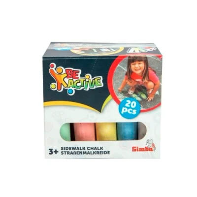 Imagen de Simba 106336210 20 tizas callejeras, 5 colores: azul, amarillo, rojo, verde, blanco, 2,5 x 10,5 cm, a partir de 3 años