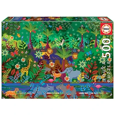 Imagen de Educa Puzzle de 500 Piezas para Adultos Adéntrate en la Jungla con Este Puzzle. Incluye Pegamento Fix A Partir 11 años (19245)