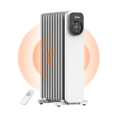 Imagen de Midea NY2009 24UR Radiador de aceite, calefacción eléctrica móvil, 9 costillas, con mando a distancia y pantalla táctil LED, radiadores eléctricos termostato, 4 modos, protección contra