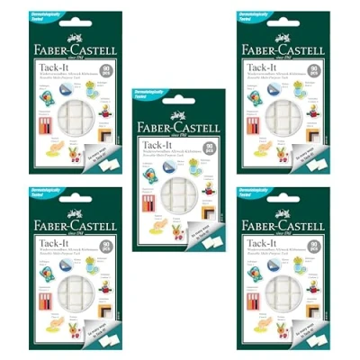 Imagen de Faber Castell 205214 Tack It kleefstof, 5 x 50 g, wit, herbruikbare kleefpads